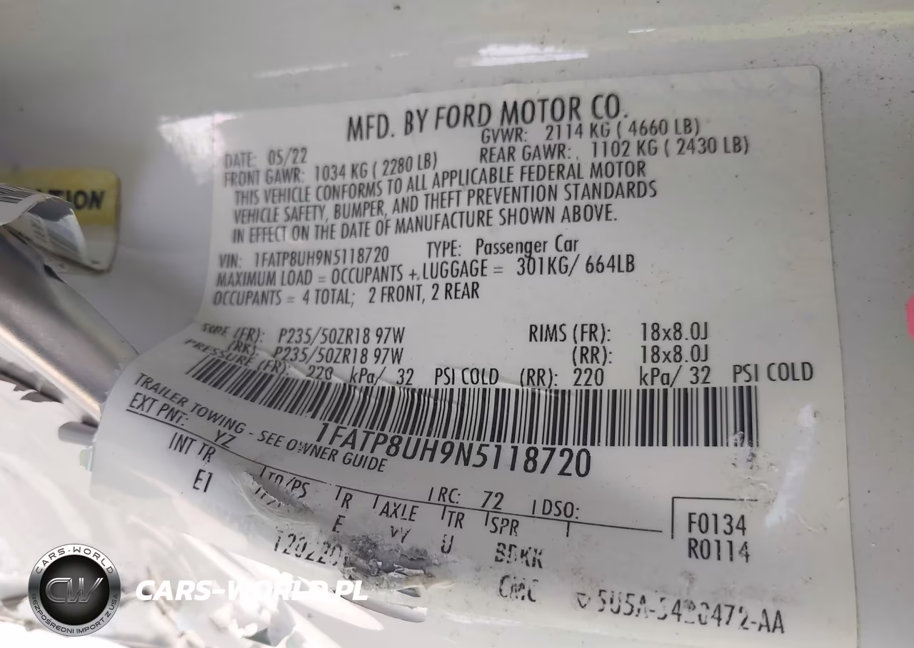 2022 Ford Mustang Ecoboost Premium VIN:1FATP8UH9N5118720 - 9