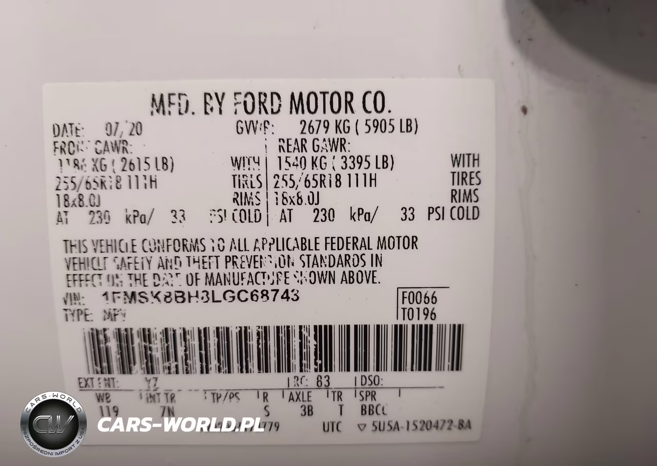 2020 Ford Explorer VIN:1FMSK8BH8LGC68743 - 9