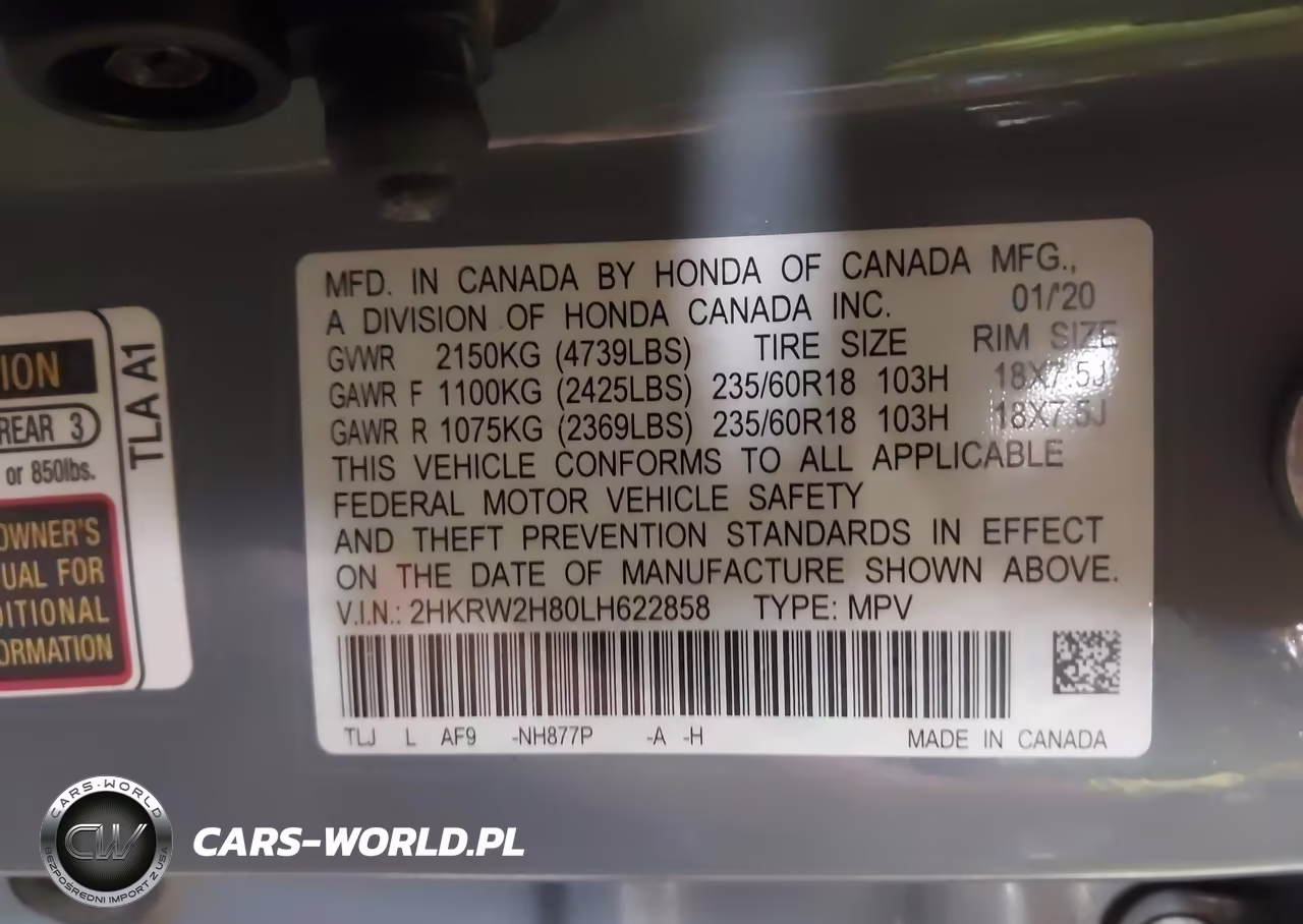 2020 Honda Cr-V Awd Ex-L VIN:2HKRW2H80LH622858 - 9