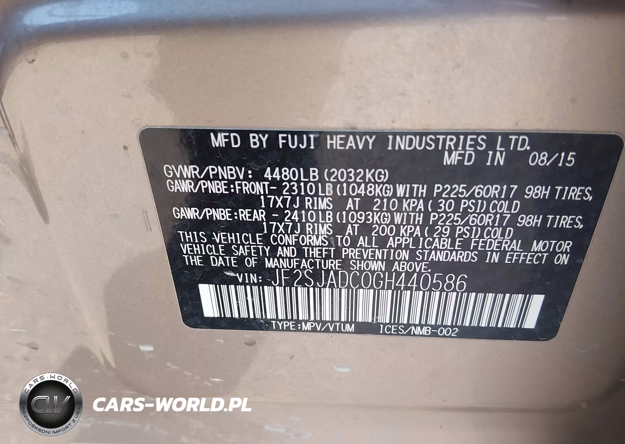 2016 Subaru Forester 2.5I Premium VIN:JF2SJADC0GH440586 - 9