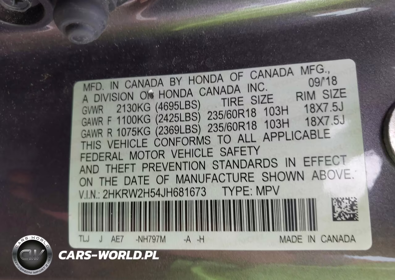 2018 Honda Cr-V Ex VIN:2HKRW2H54JH681673 - 9