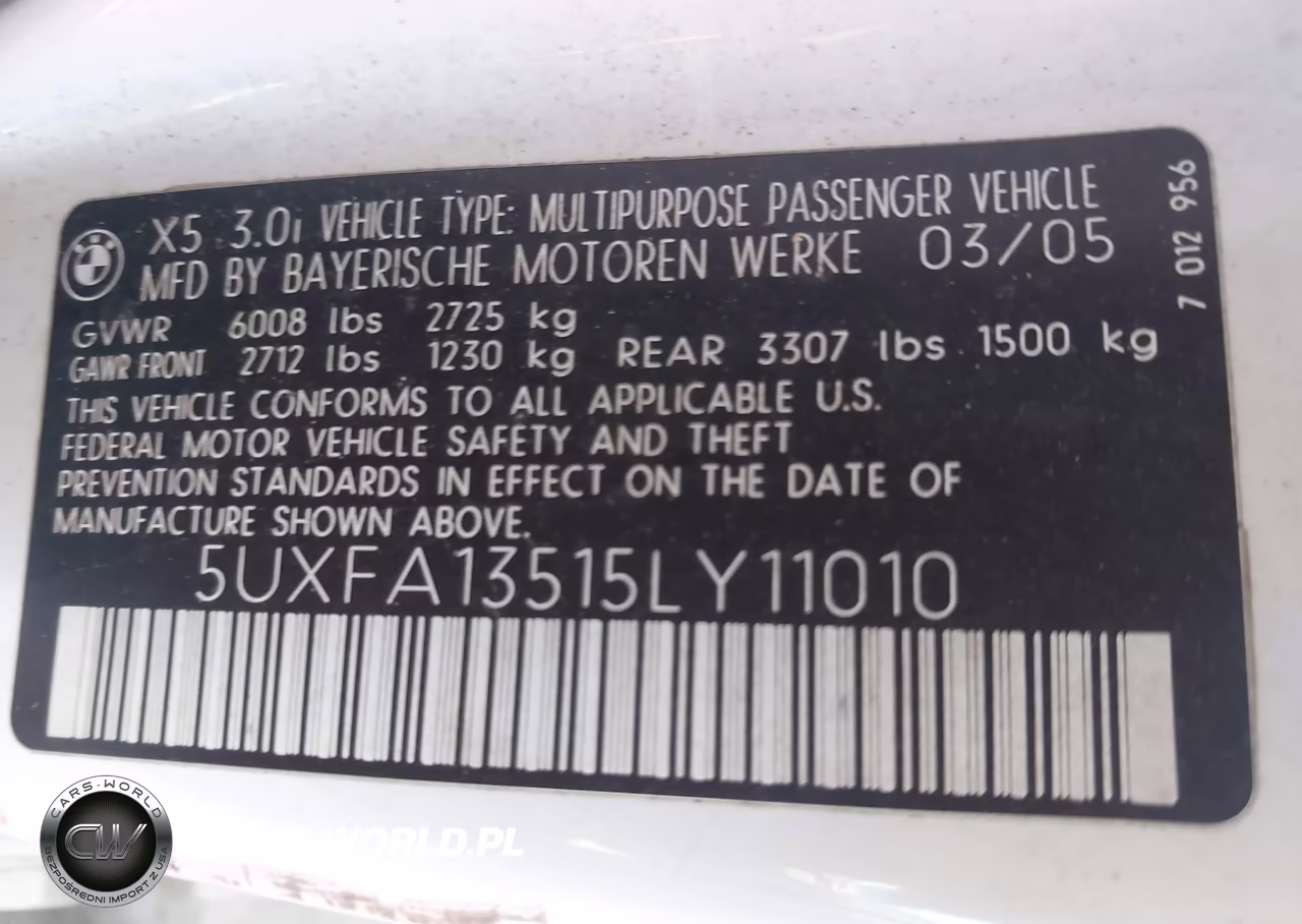 2005 BMW X5 3.0I VIN:5UXFA13515LY11010 - 9
