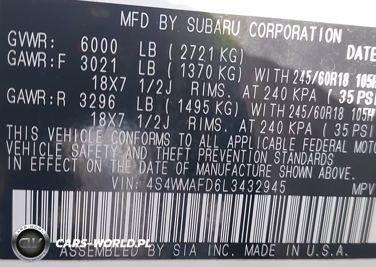2020 Subaru Ascent Premium VIN:4S4WMAFD6L3432945 - 9