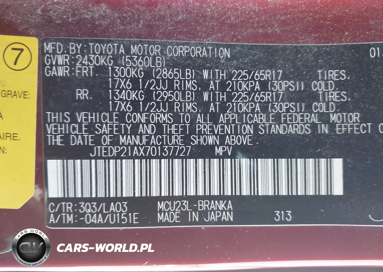 2007 Toyota Highlander Limited W-3Rd Row VIN:JTEDP21AX70137727 - 9