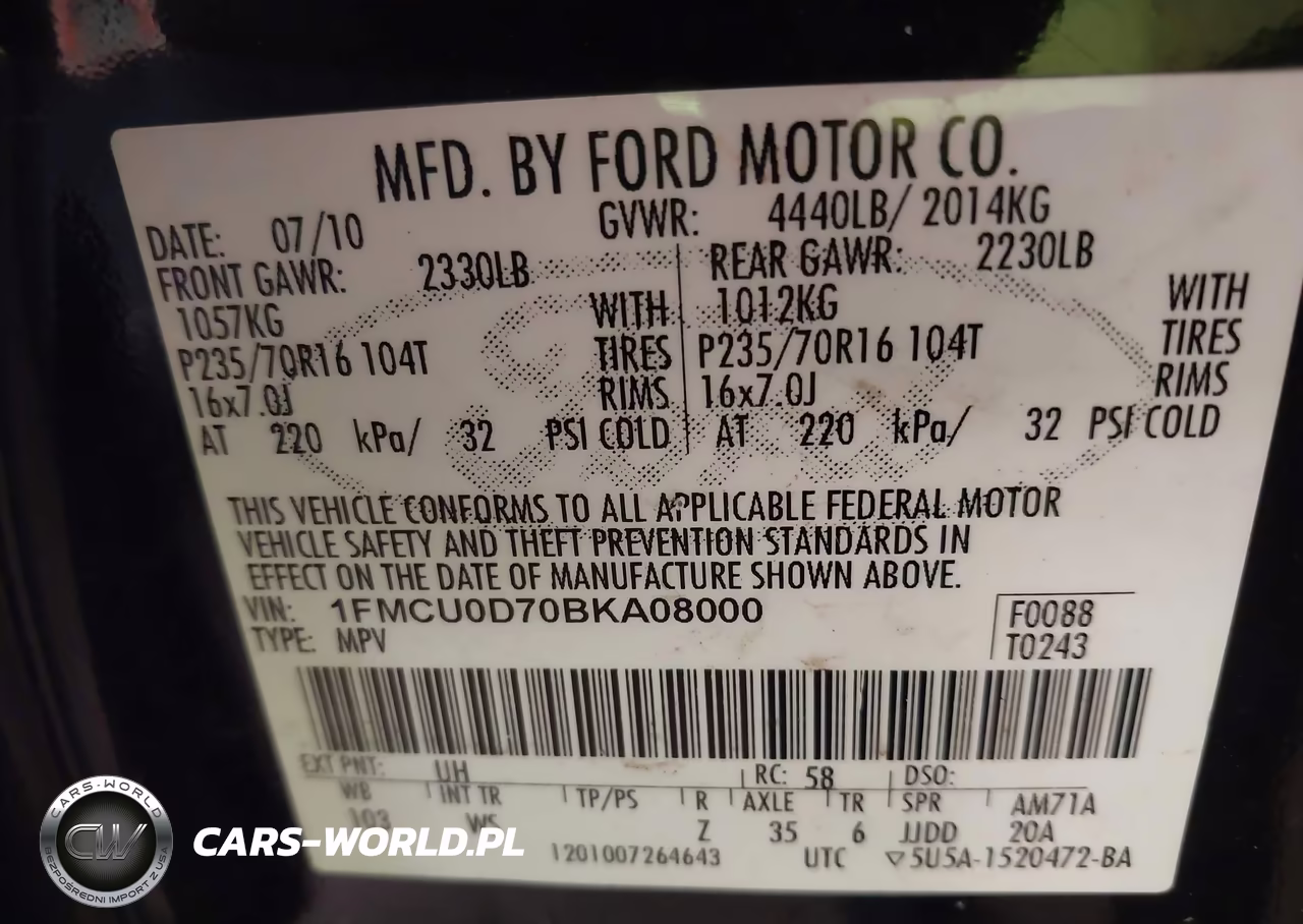 2011 Ford Escape Xlt VIN:1FMCU0D70BKA08000 - 9
