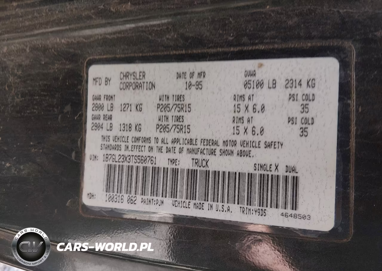 1996 Dodge Dakota VIN:1B7GL23X3TS560761 - 9