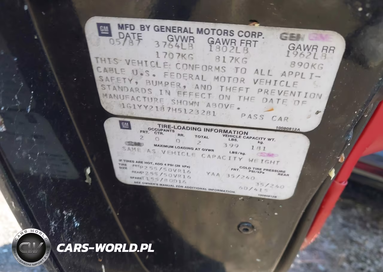 1987 Chevrolet Corvette VIN:1G1YY2187H5123281 - 9