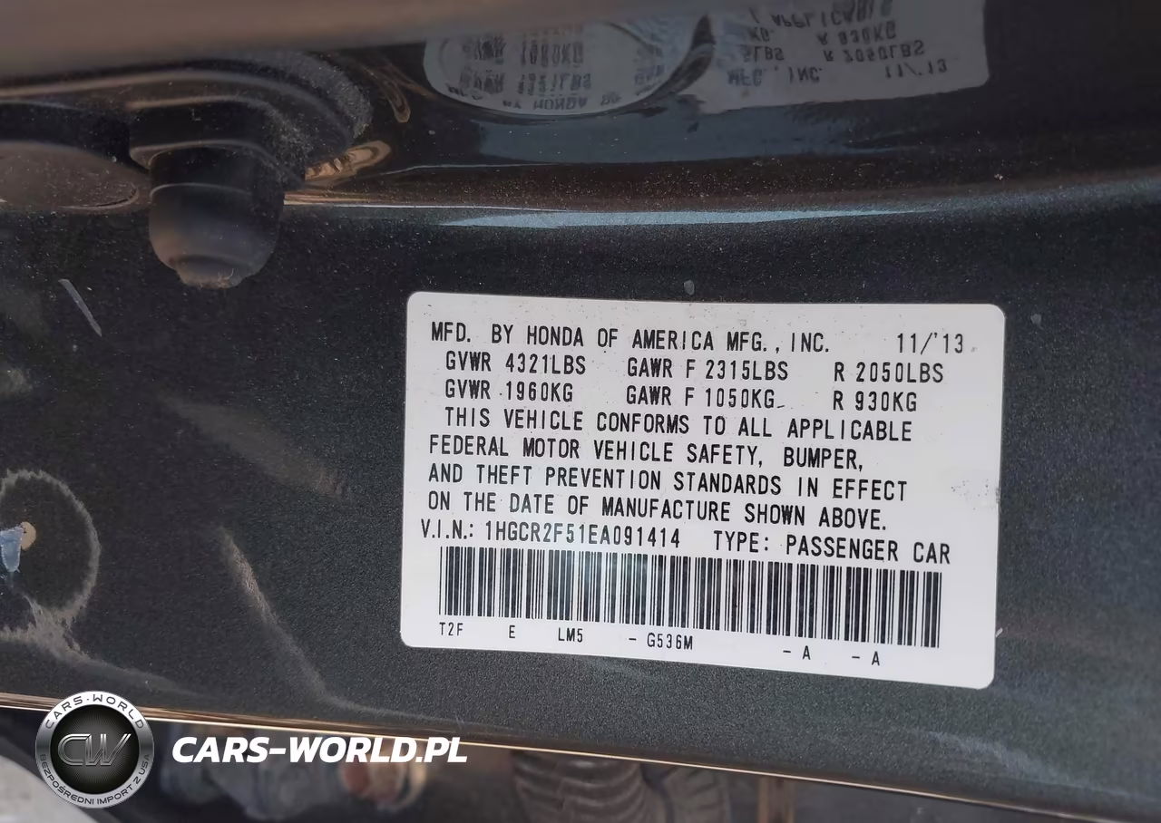 2014 Honda Accord Sport VIN:1HGCR2F51EA091414 - 9