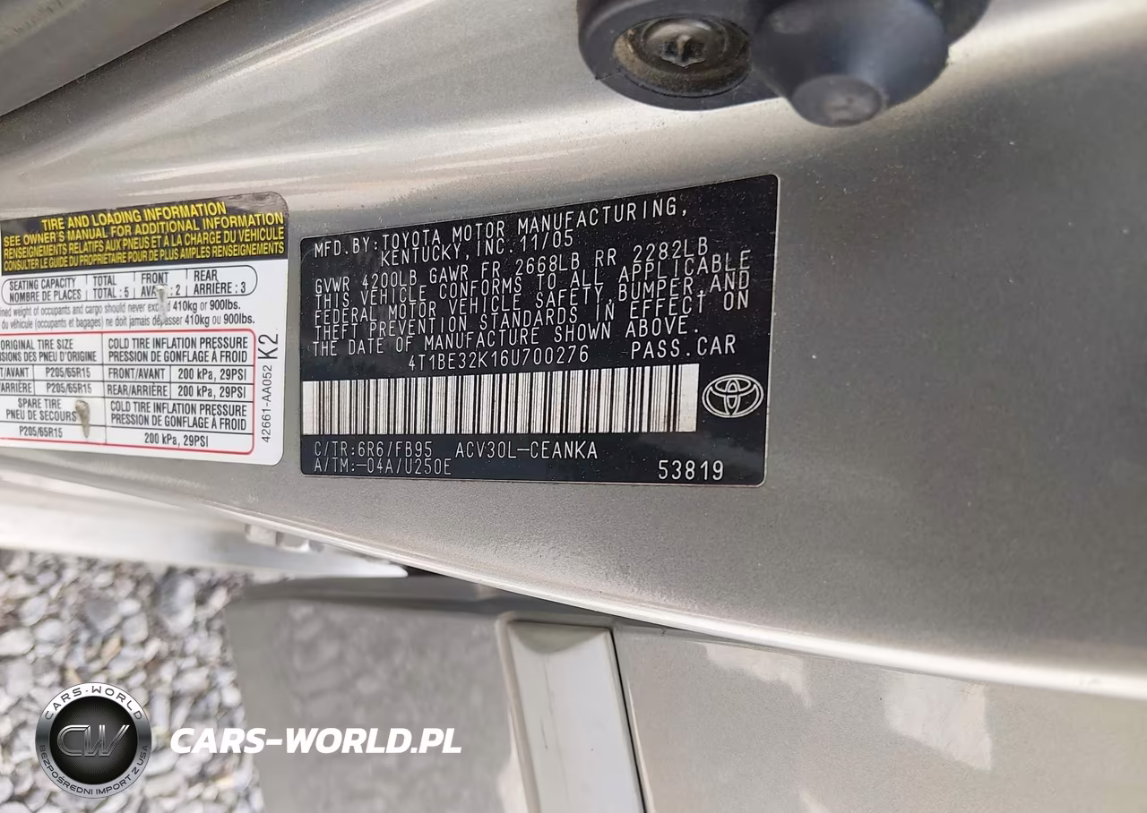 2006 Toyota Camry Le VIN:4T1BE32K16U700276 - 9