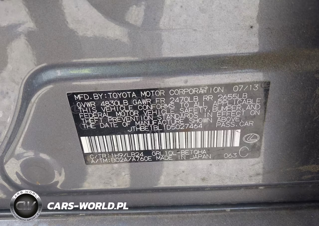 2013 Lexus Gs 350 VIN:JTHBE1BL1D5027464 - 9