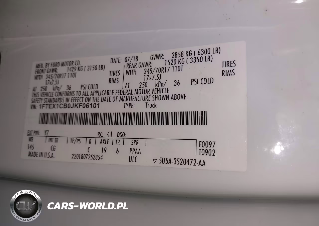2018 Ford F-150 Xl VIN:1FTEX1CB0JKF06101 - 9