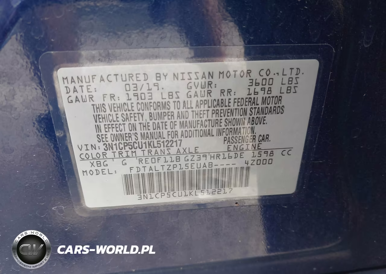 2019 Nissan Kicks Sr VIN:3N1CP5CU1KL512217 - 9