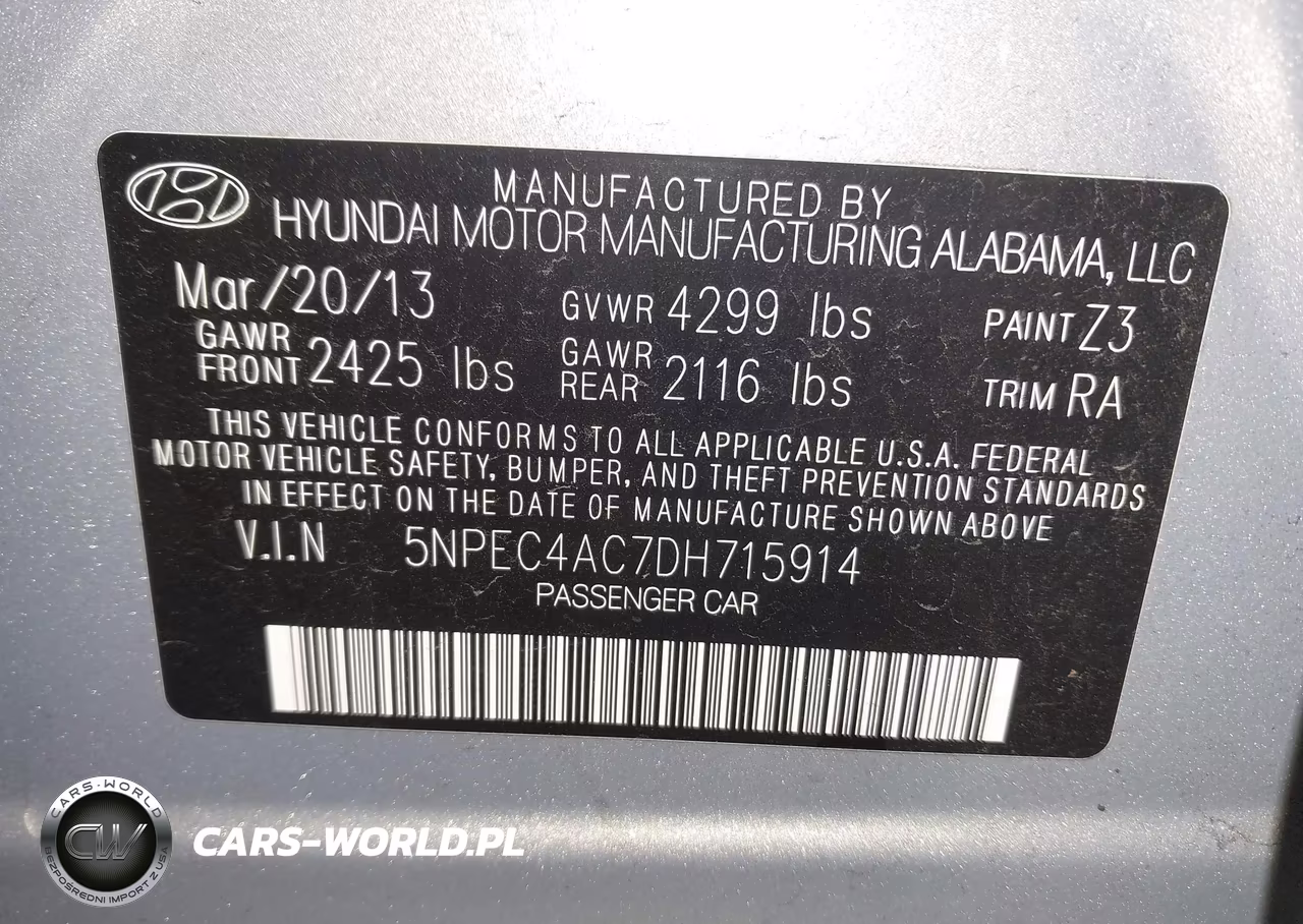 2013 Hyundai Sonata Limited VIN:5NPEC4AC7DH715914 - 9