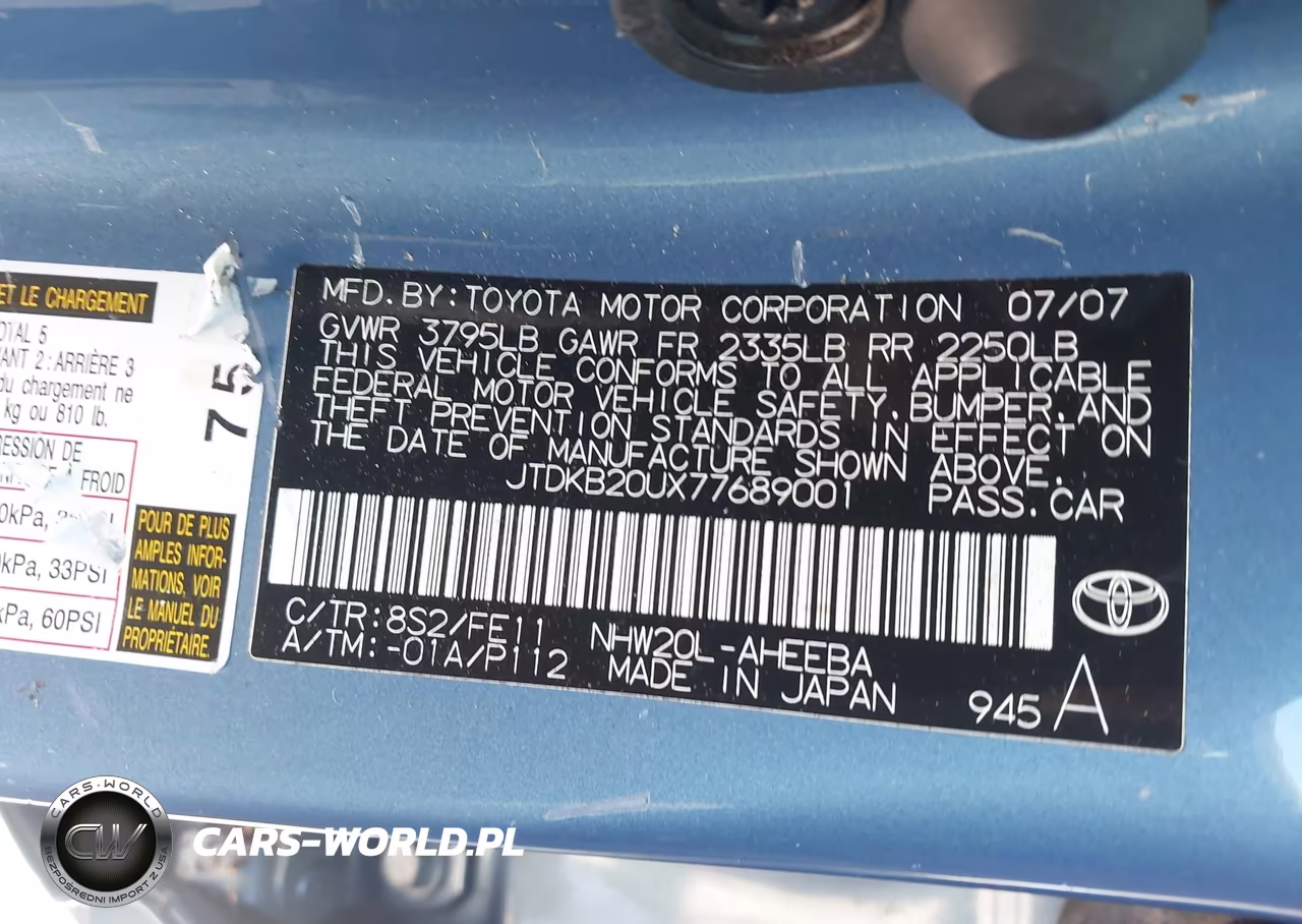 2007 Toyota Prius VIN:JTDKB20UX77689001 - 9