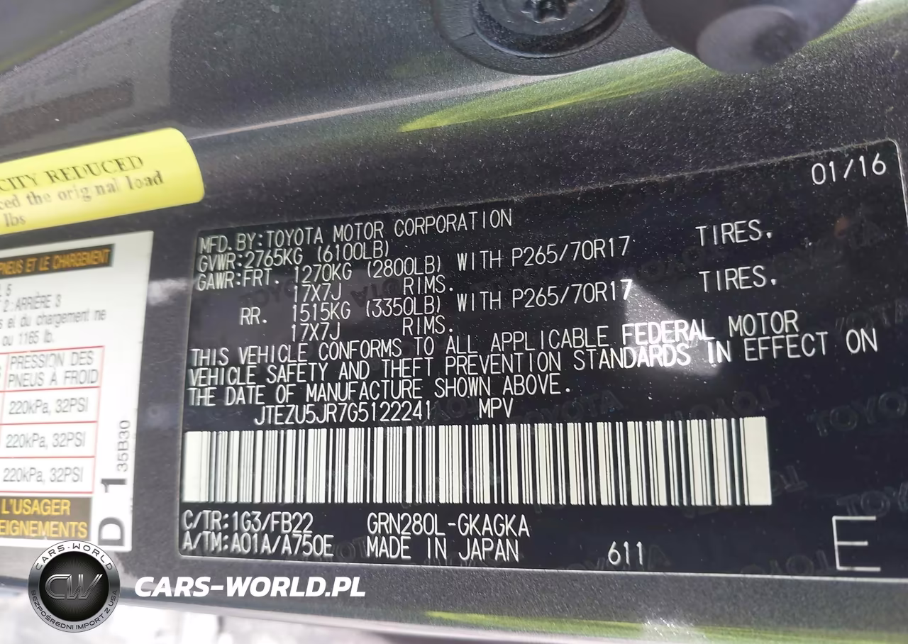 2016 Toyota 4Runner Sr5 VIN:JTEZU5JR7G5122241 - 9