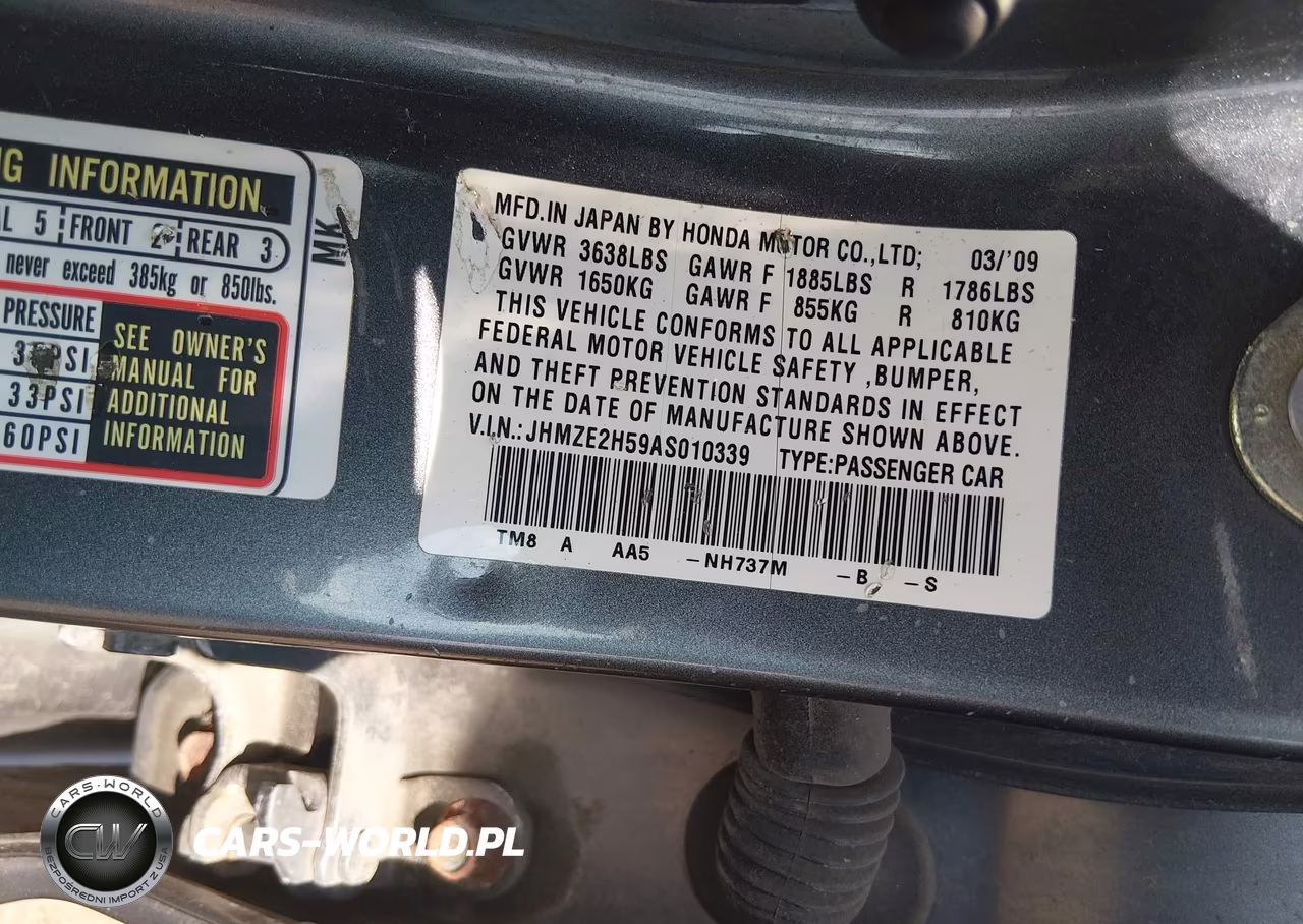 2010 Honda Insight Lx VIN:JHMZE2H59AS010339 - 9