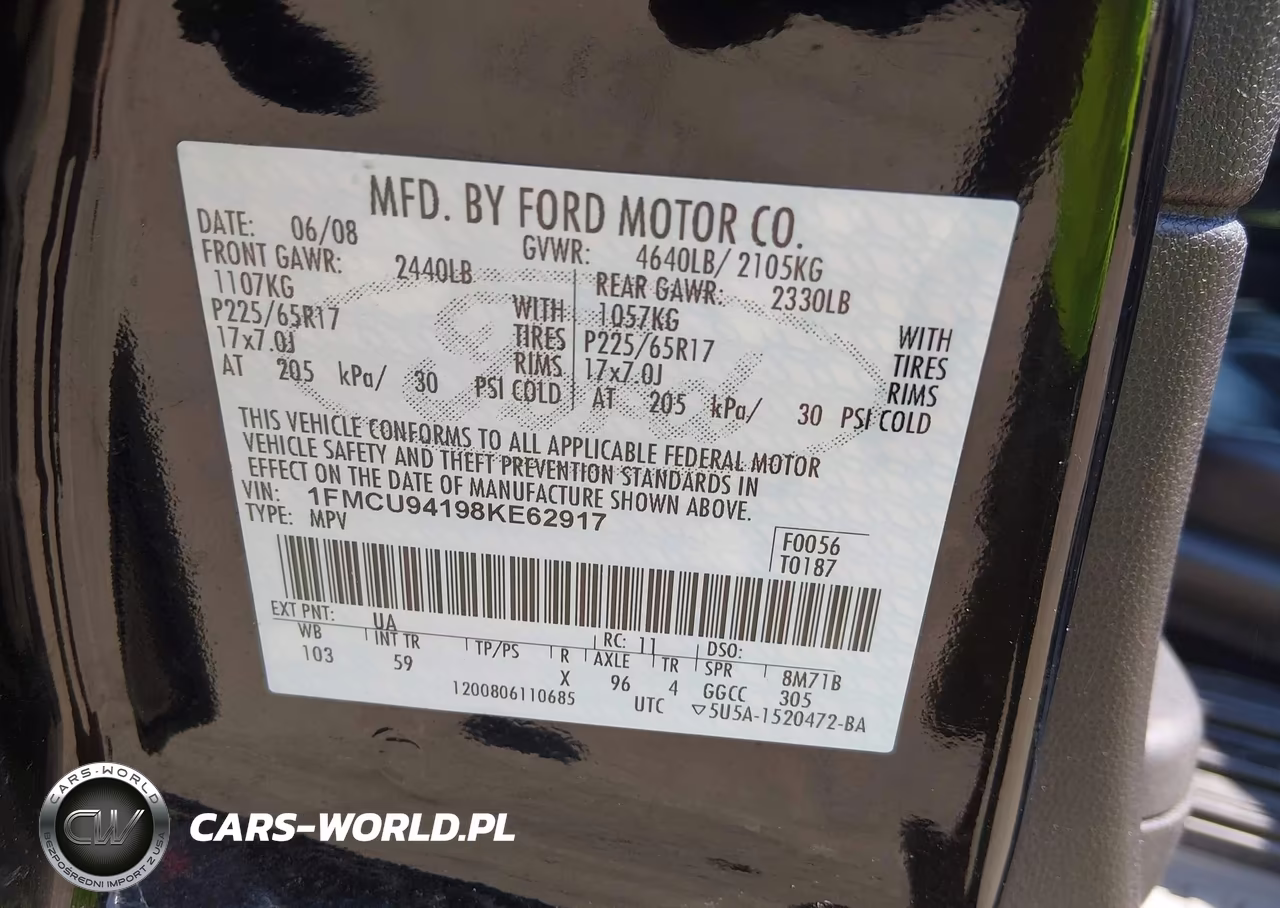 2008 Ford Escape Limited VIN:1FMCU94198KE62917 - 9