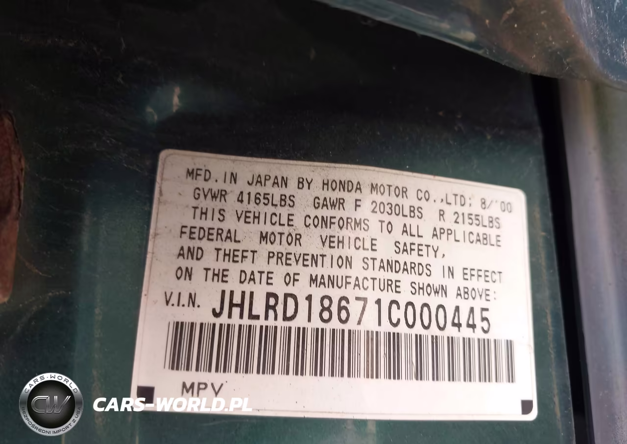 2001 Honda Cr-V Ex VIN:JHLRD18671C000445 - 9