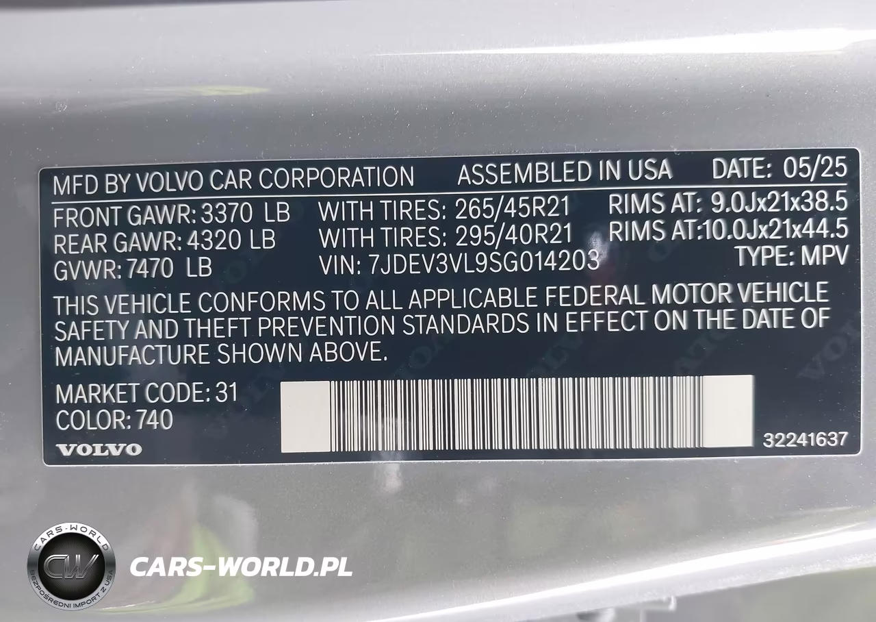 2025 Volvo Ex90 Ultra, Twin Motor, Fully Electric, 7 Seats VIN:7JDEV3VL9SG014203 - 9