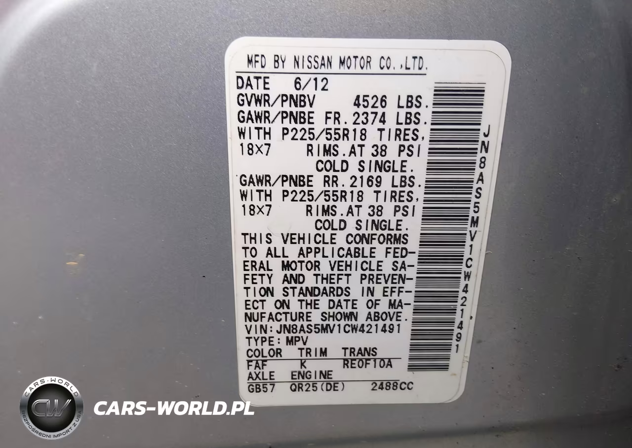 2012 Nissan Rogue Sv W-Sl Pkg VIN:JN8AS5MV1CW421491 - 9