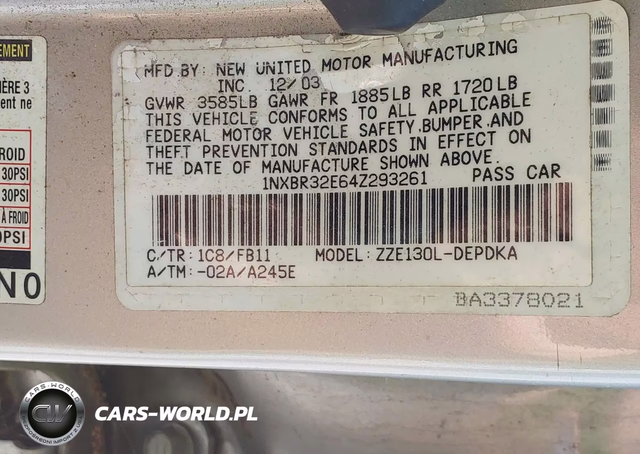 2004 Toyota Corolla Ce VIN:1NXBR32E64Z293261 - 9