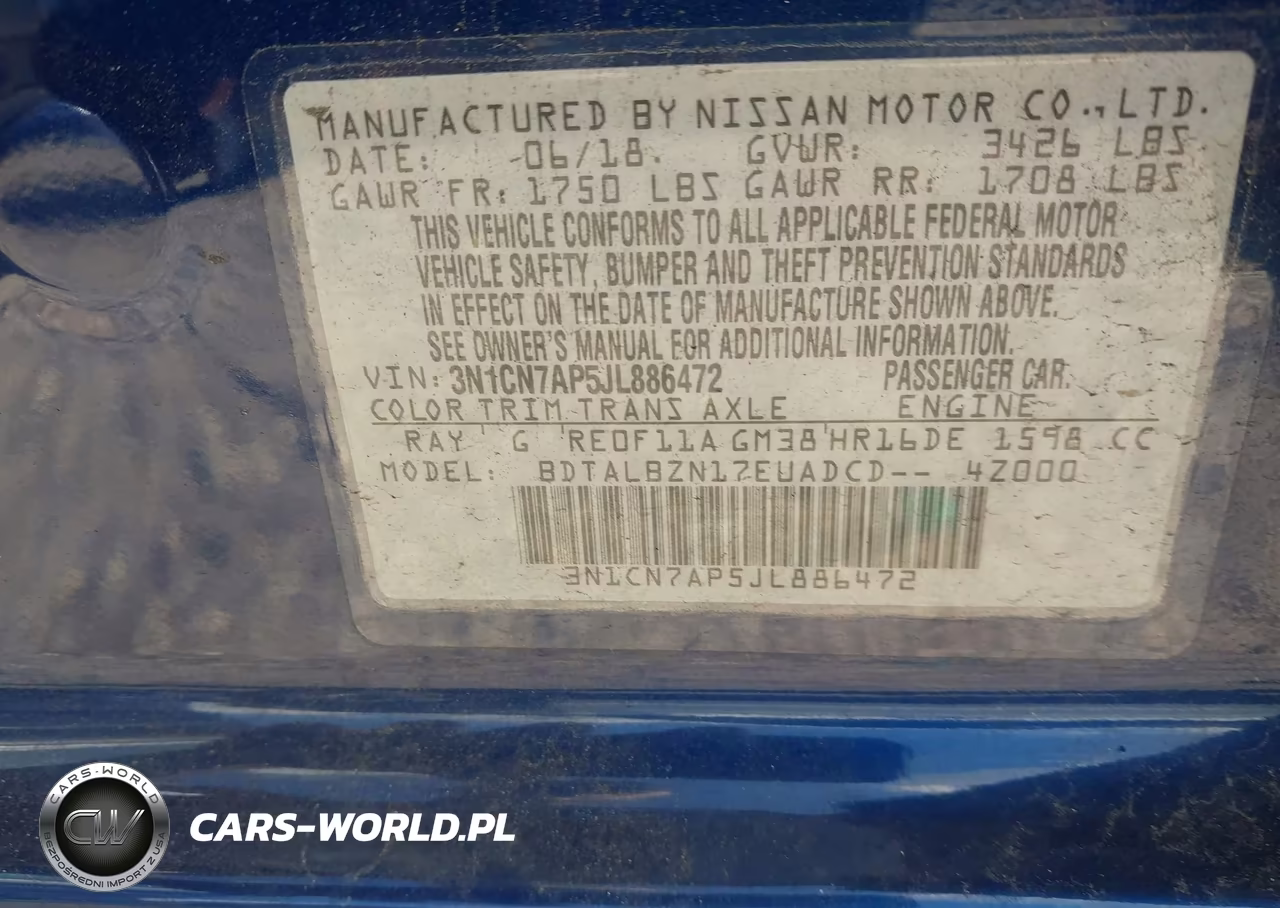 2018 Nissan Versa 1.6 Sv VIN:3N1CN7AP5JL886472 - 9