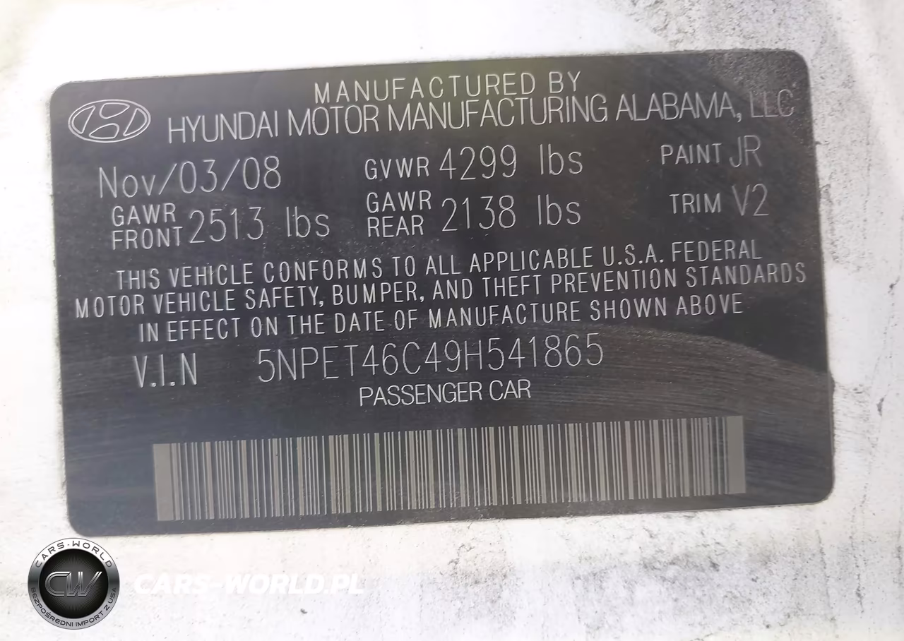 2009 Hyundai Sonata Gls VIN:5NPET46C49H541865 - 9