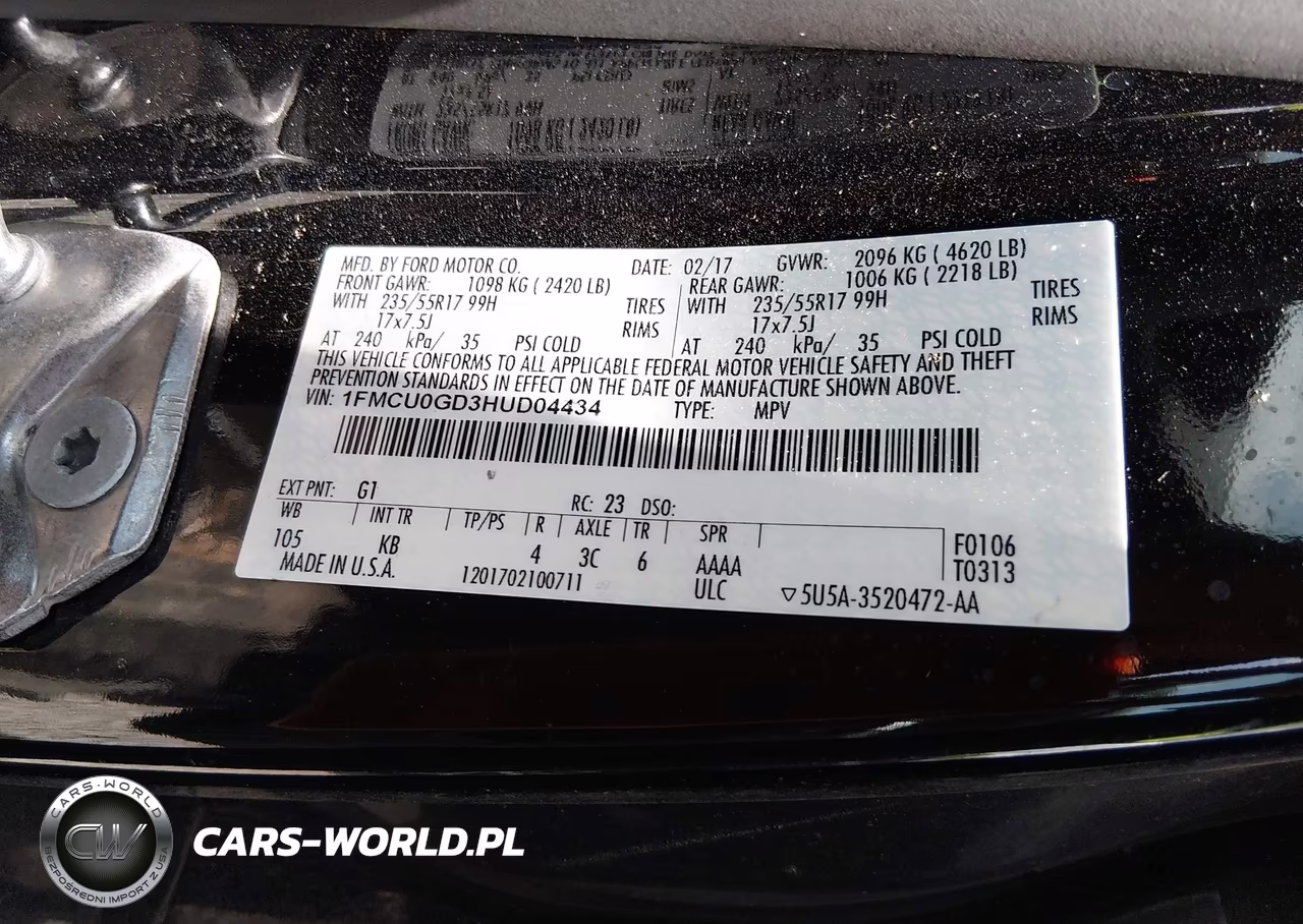 2017 Ford Escape Se VIN:1FMCU0GD3HUD04434 - 9