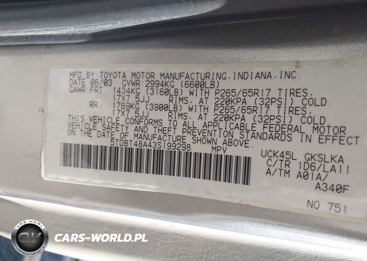 2003 Toyota Sequoia Limited V8 VIN:5TDBT48A43S199298 - 9