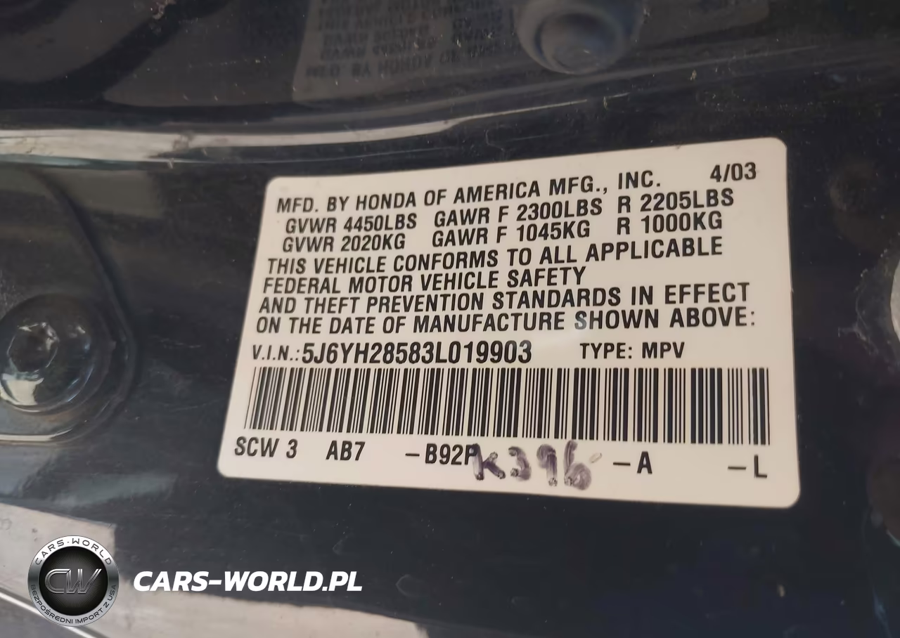 2003 Honda Element Ex VIN:5J6YH28583L019903 - 9