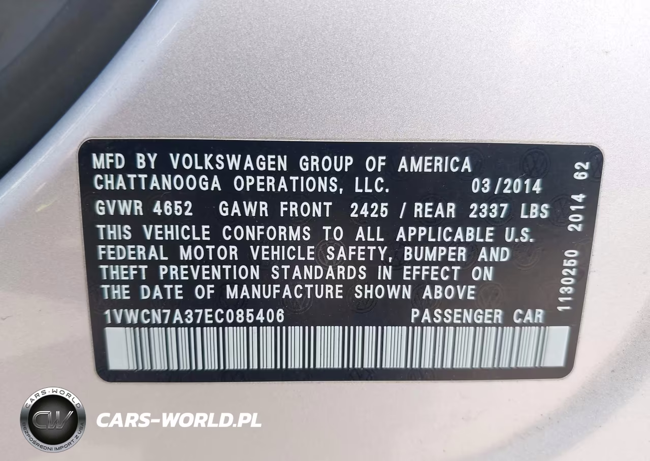2014 Volkswagen Passat 2.0L Tdi Sel Premium VIN:1VWCN7A37EC085406 - 9