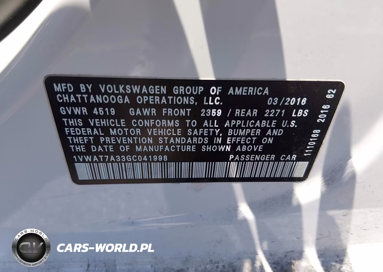 2016 Volkswagen Passat 1.8T R-Line VIN:1VWAT7A33GC041998 - 9