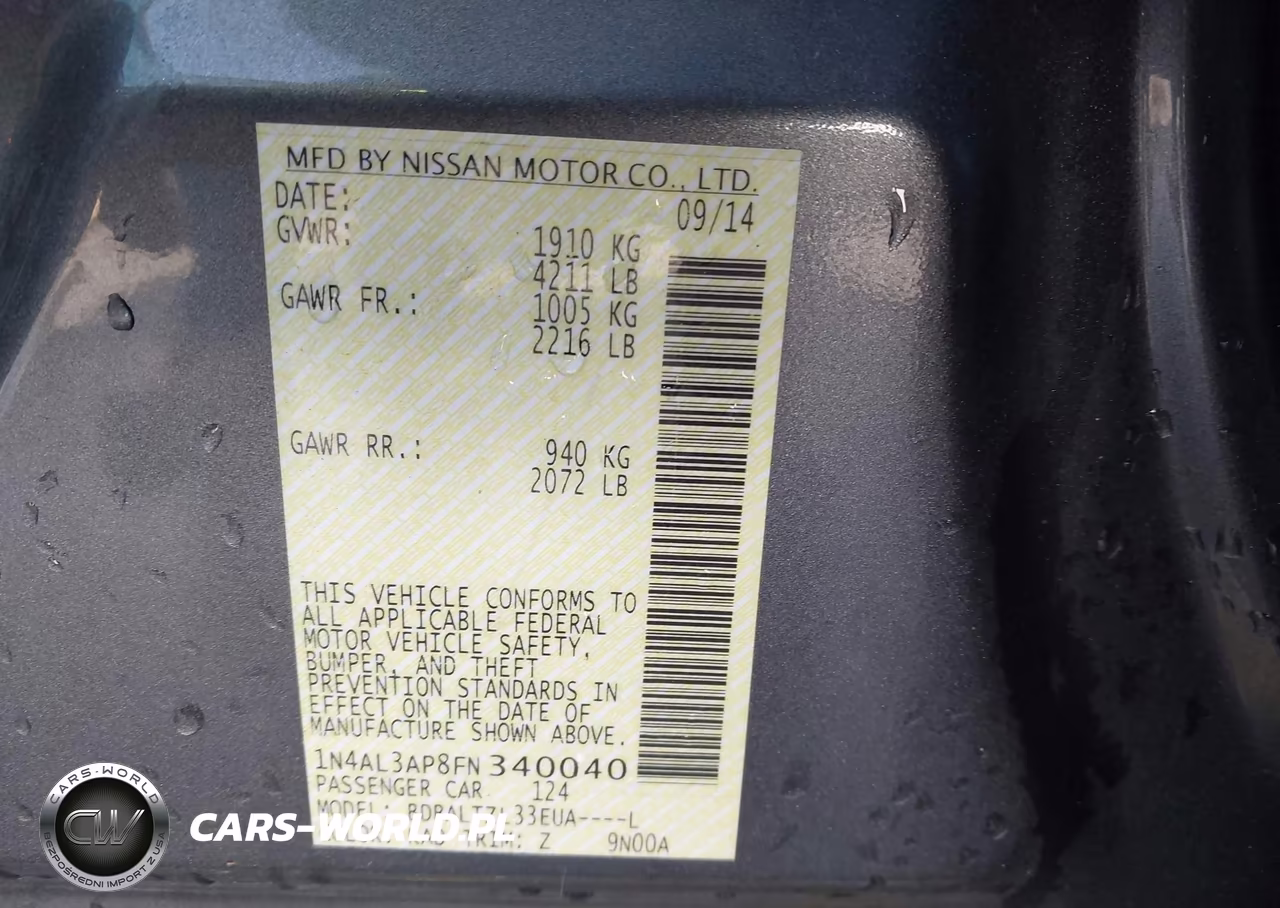 2015 Nissan Altima 2.5 Sl VIN:1N4AL3AP8FN340040 - 9