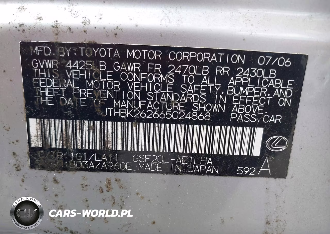 2006 Lexus Is 250 VIN:JTHBK262665024868 - 9