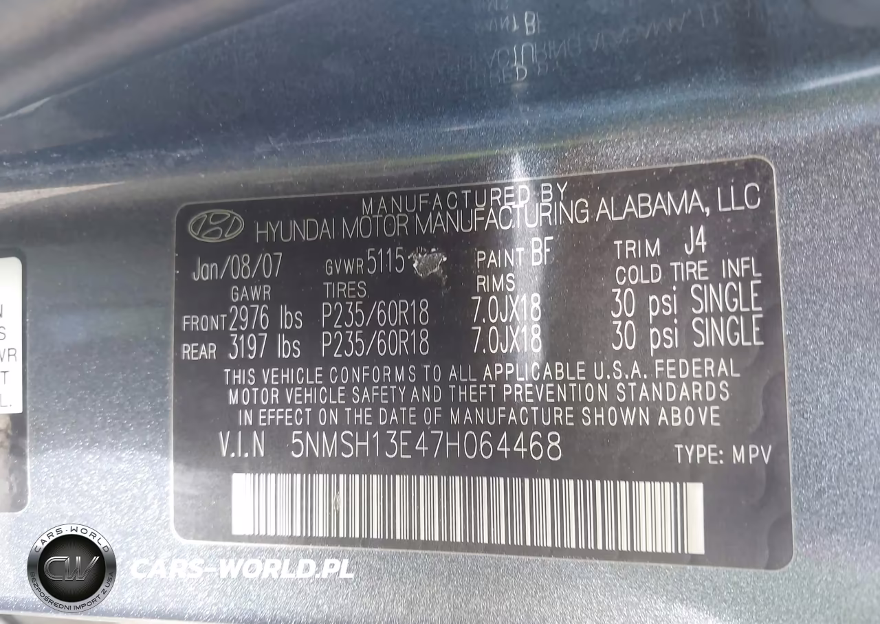 2007 Hyundai Santa Fe Limited-Se VIN:5NMSH13E47H064468 - 9