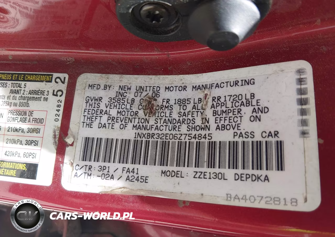 2006 Toyota Corolla Ce VIN:1NXBR32E06Z754845 - 9