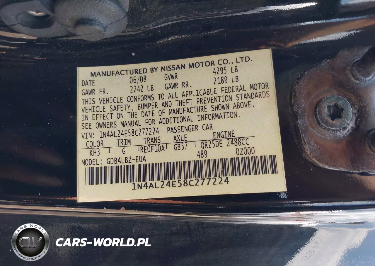 2008 Nissan Altima 2.5 S VIN:1N4AL24E58C277224 - 9