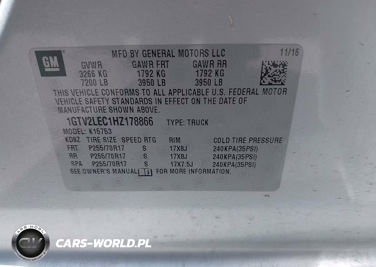2017 GMC Sierra 1500 VIN:1GTV2LEC1HZ178866 - 9