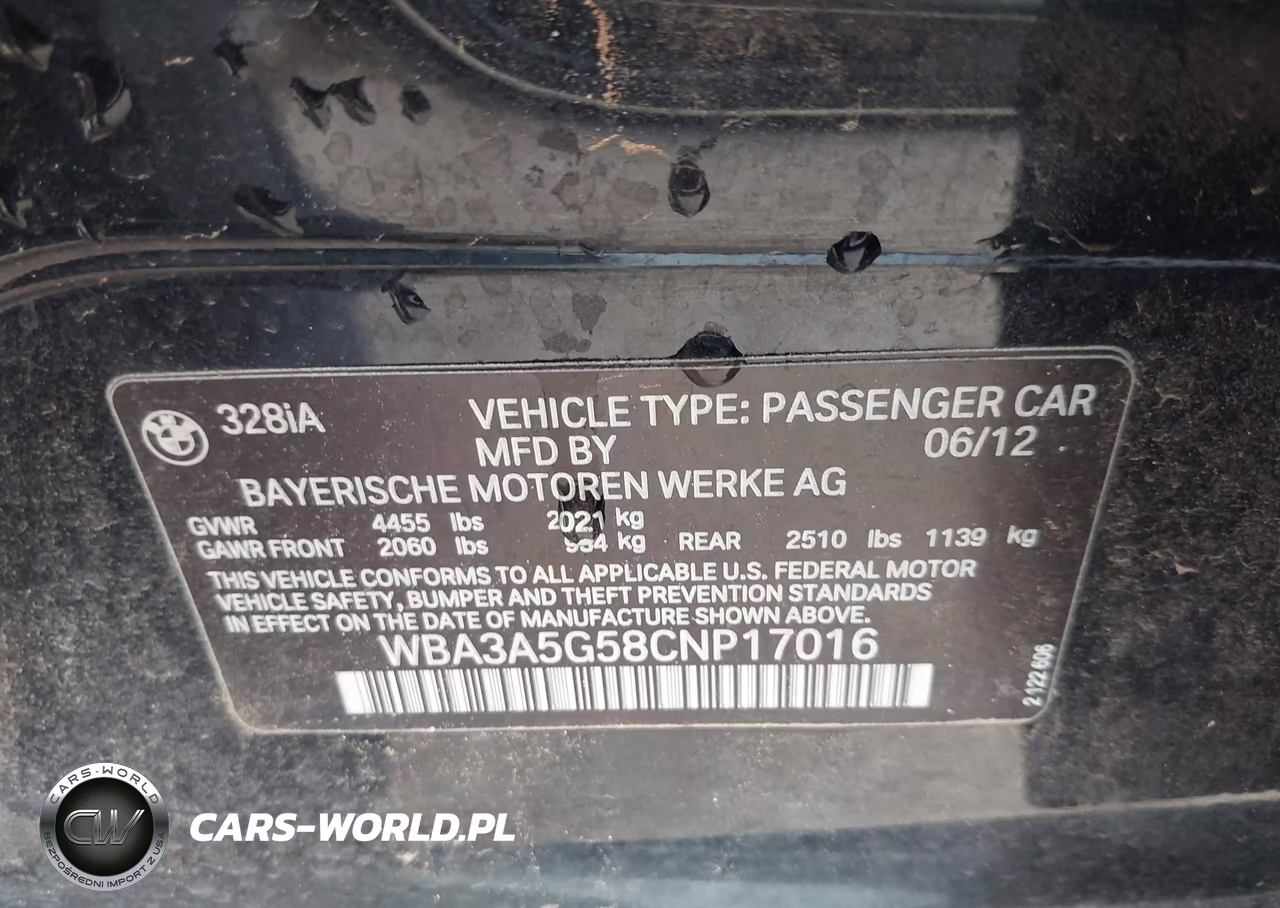 2012 BMW 328I VIN:WBA3A5G58CNP17016 - 9