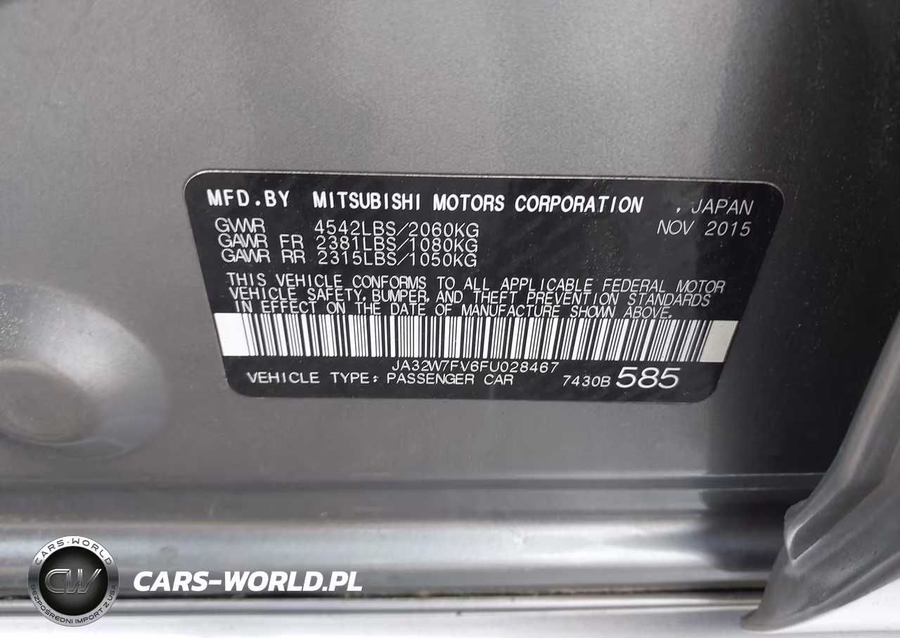 2015 Mitsubishi Lancer Evolution Final Edition VIN:JA32W7FV6FU028467 - 9