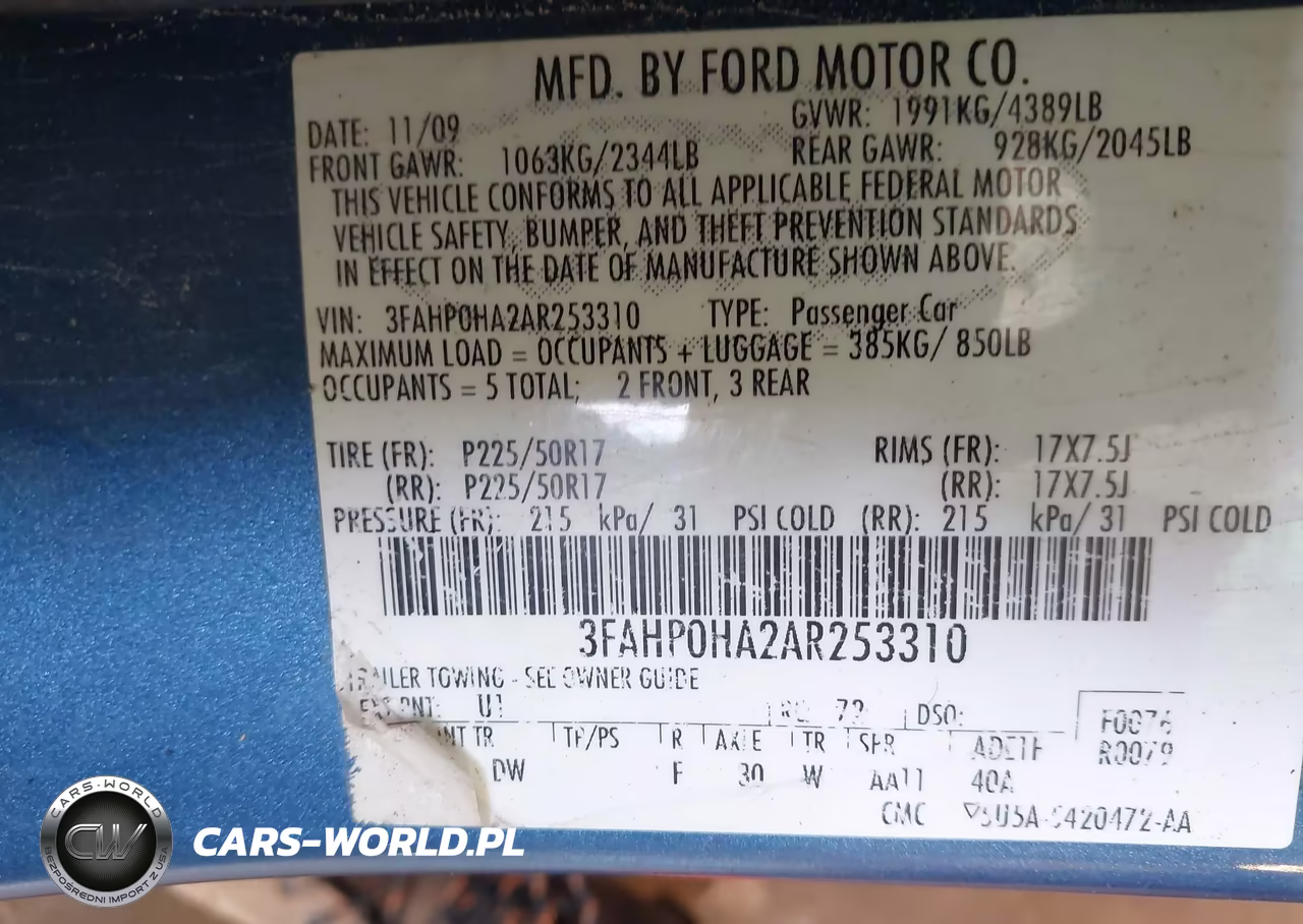 2010 Ford Fusion Se VIN:3FAHP0HA2AR253310 - 9