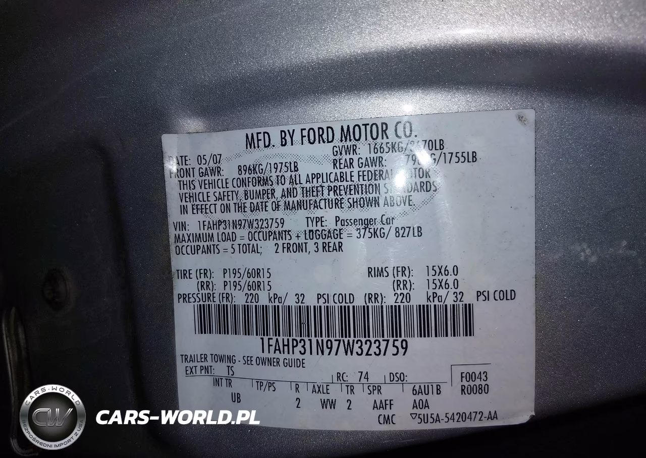 2007 Ford Focus S-Se-Ses VIN:1FAHP31N97W323759 - 9