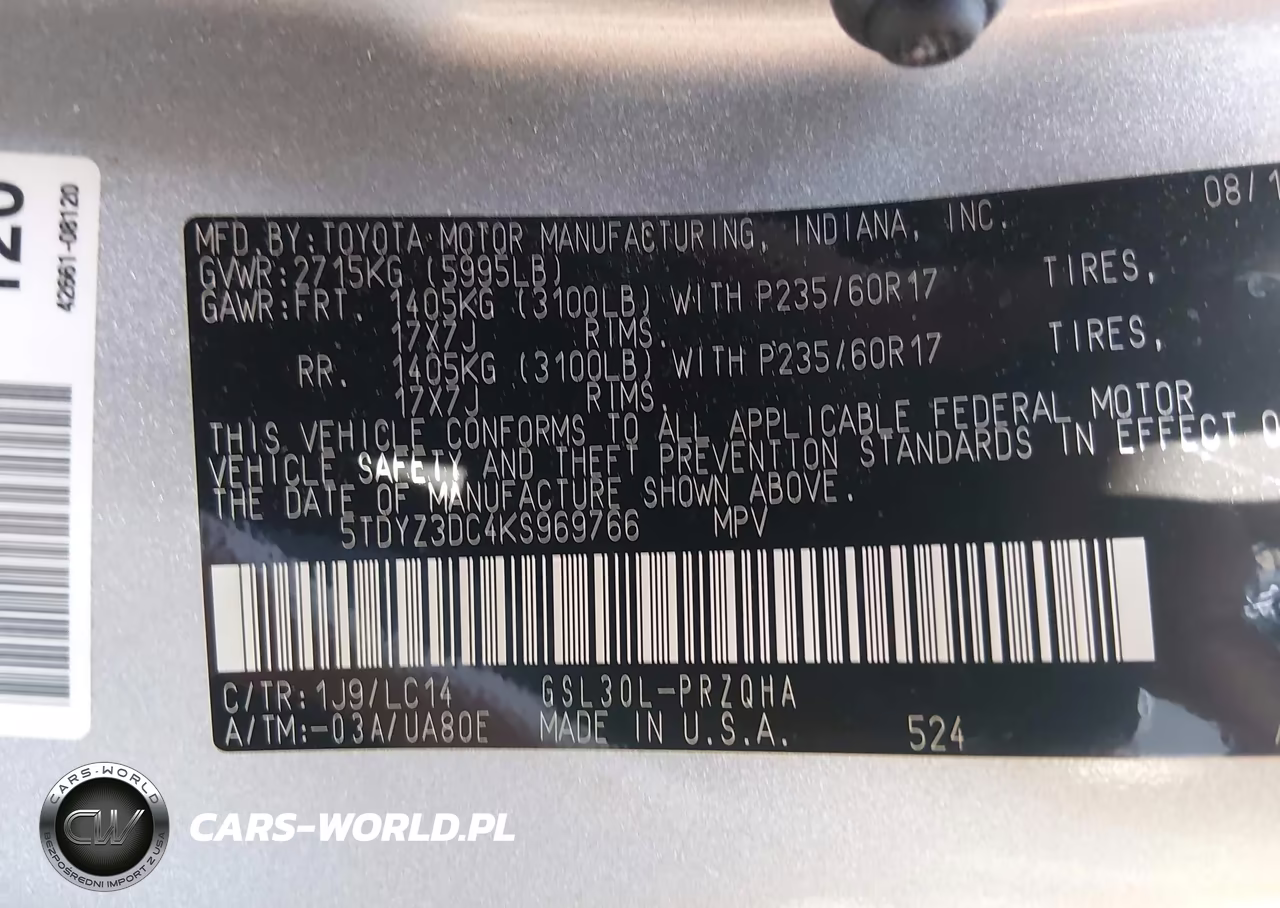 2019 Toyota Sienna Xle 8 Passenger VIN:5TDYZ3DC4KS969766 - 9