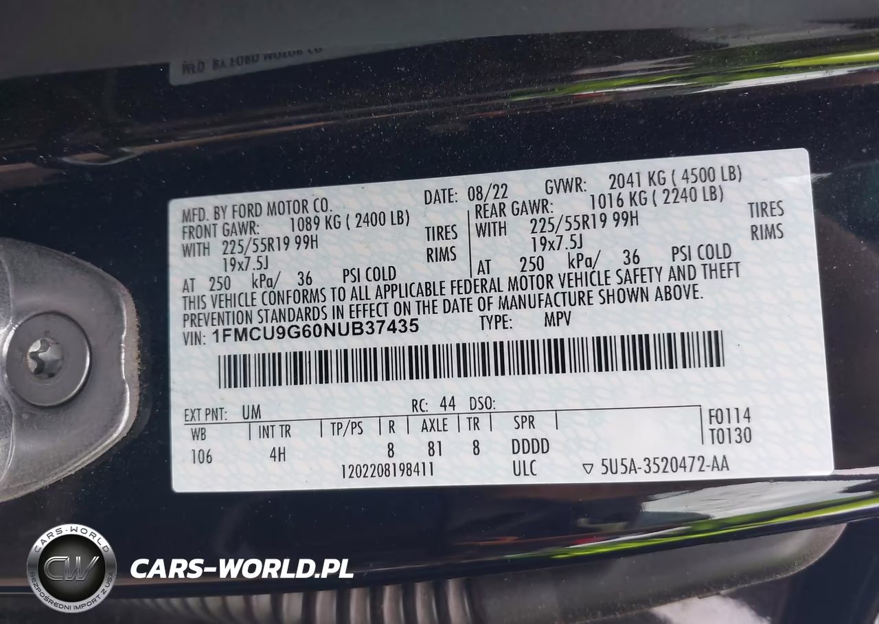 2022 Ford Escape Se VIN:1FMCU9G60NUB37435 - 9
