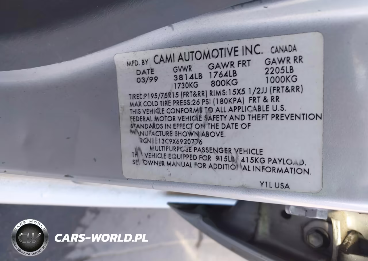1999 Chevrolet Tracker VIN:2CNBE13C9X6920776 - 9