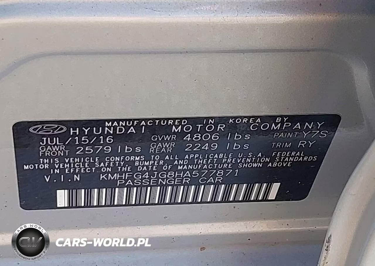 2017 Hyundai Azera VIN:KMHFG4JG8HA577871 - 9