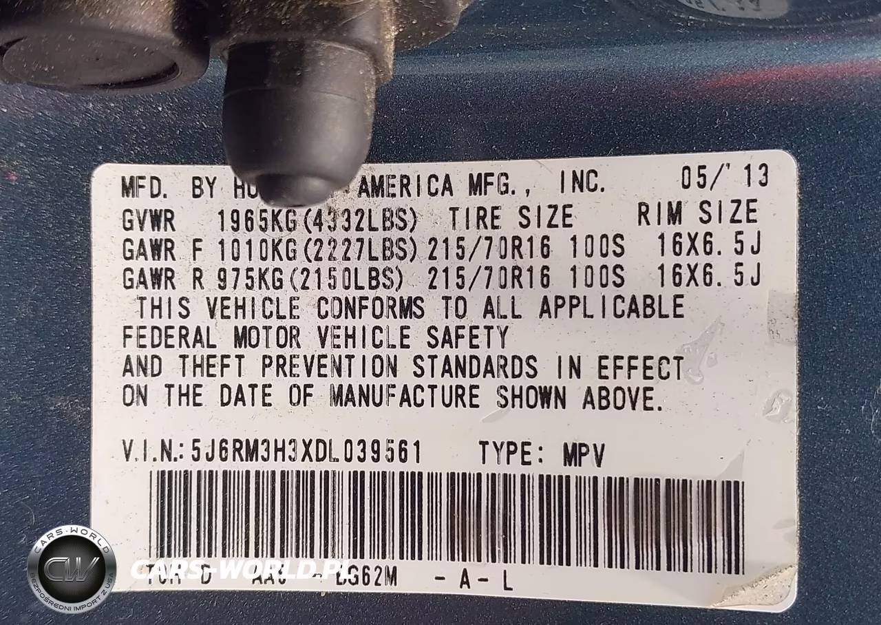 2013 Honda Cr-V Lx VIN:5J6RM3H3XDL039561 - 9