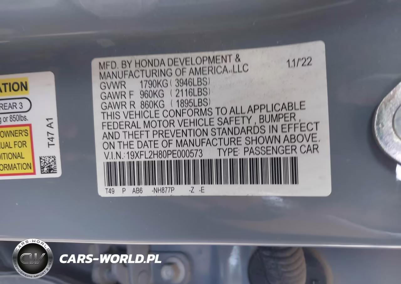 2023 Honda Civic Sport VIN:19XFL2H80PE000573 - 9