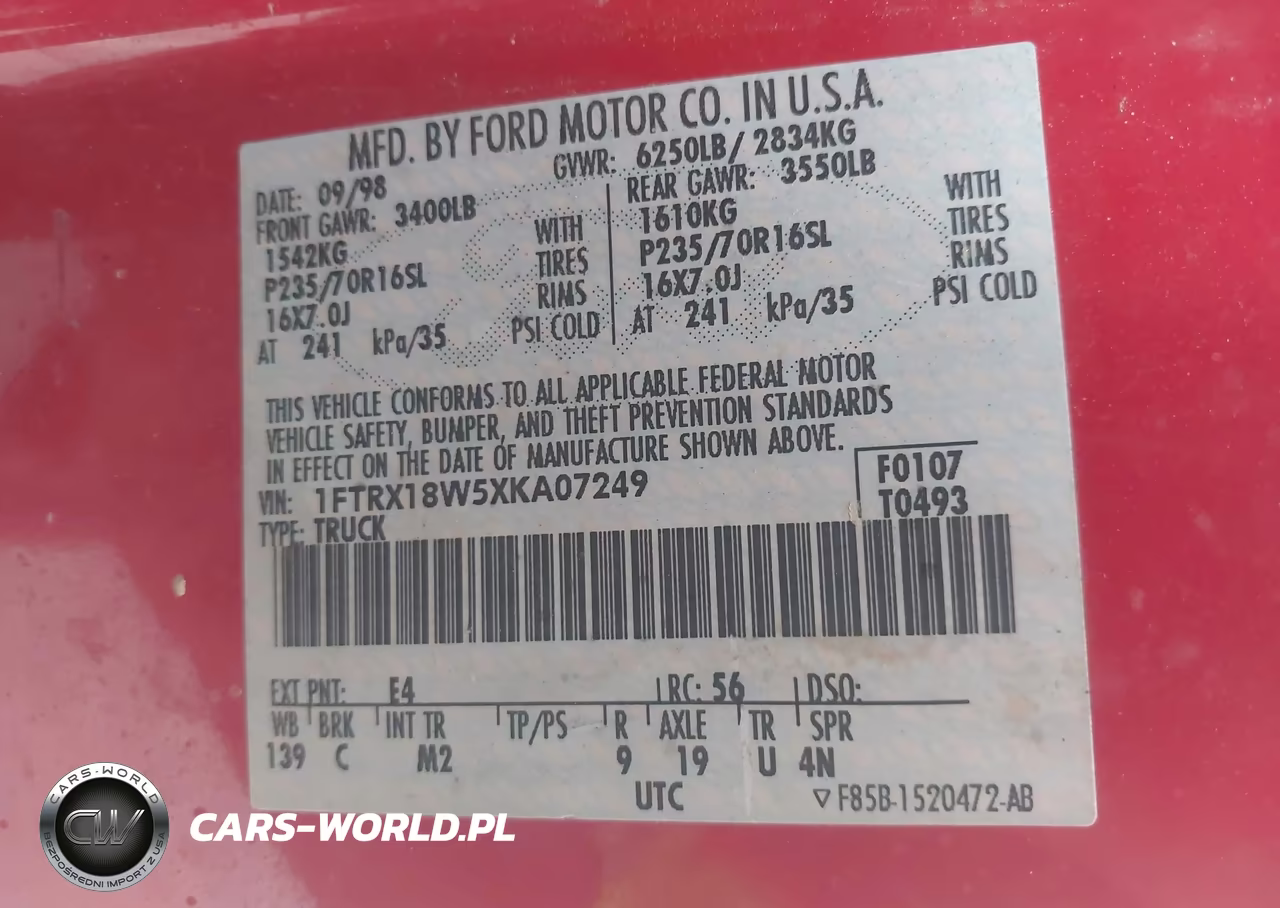 1999 Ford F-150 Lariat-Work Series-Xl-Xlt VIN:1FTRX18W5XKA07249 - 9