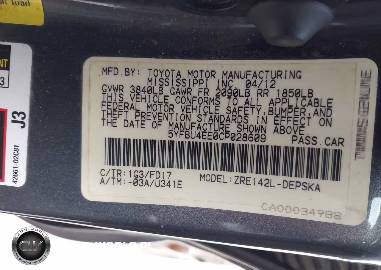 2012 Toyota Corolla S VIN:5YFBU4EE0CP028609 - 9
